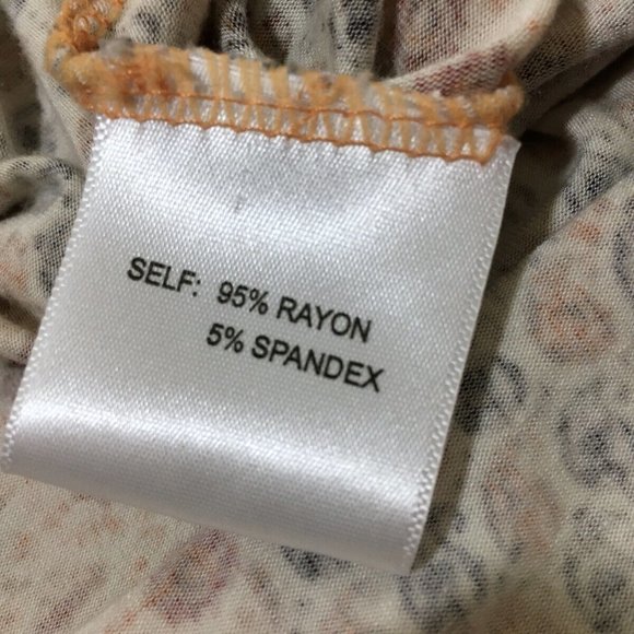 Rose Olive M Peasant Top Boho Ruffled Hem Ivory Rust Brown Stretch Knit Bust36.5 - Picture 11 of 13